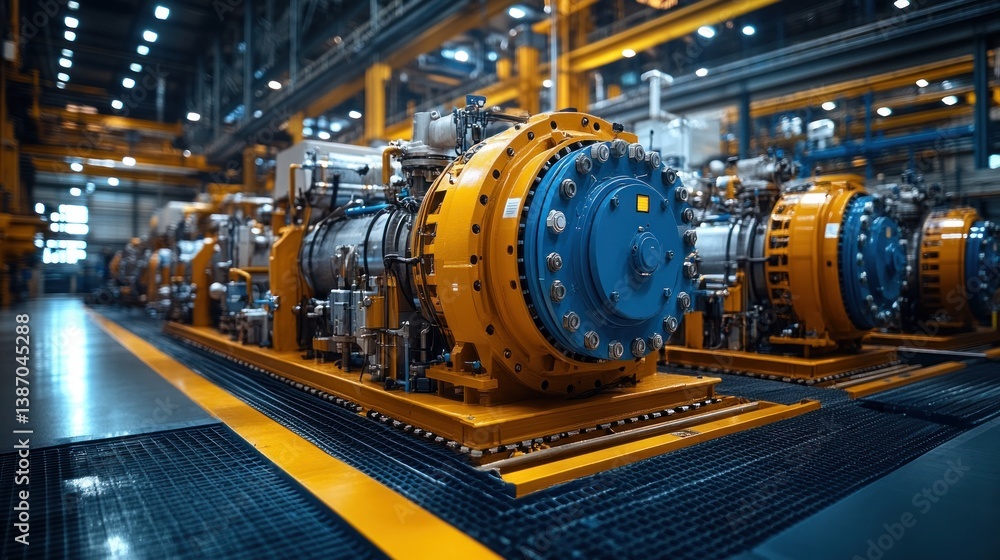 Obraz premium Industrial Machinery in Factory Setting: High-Tech Manufacturing