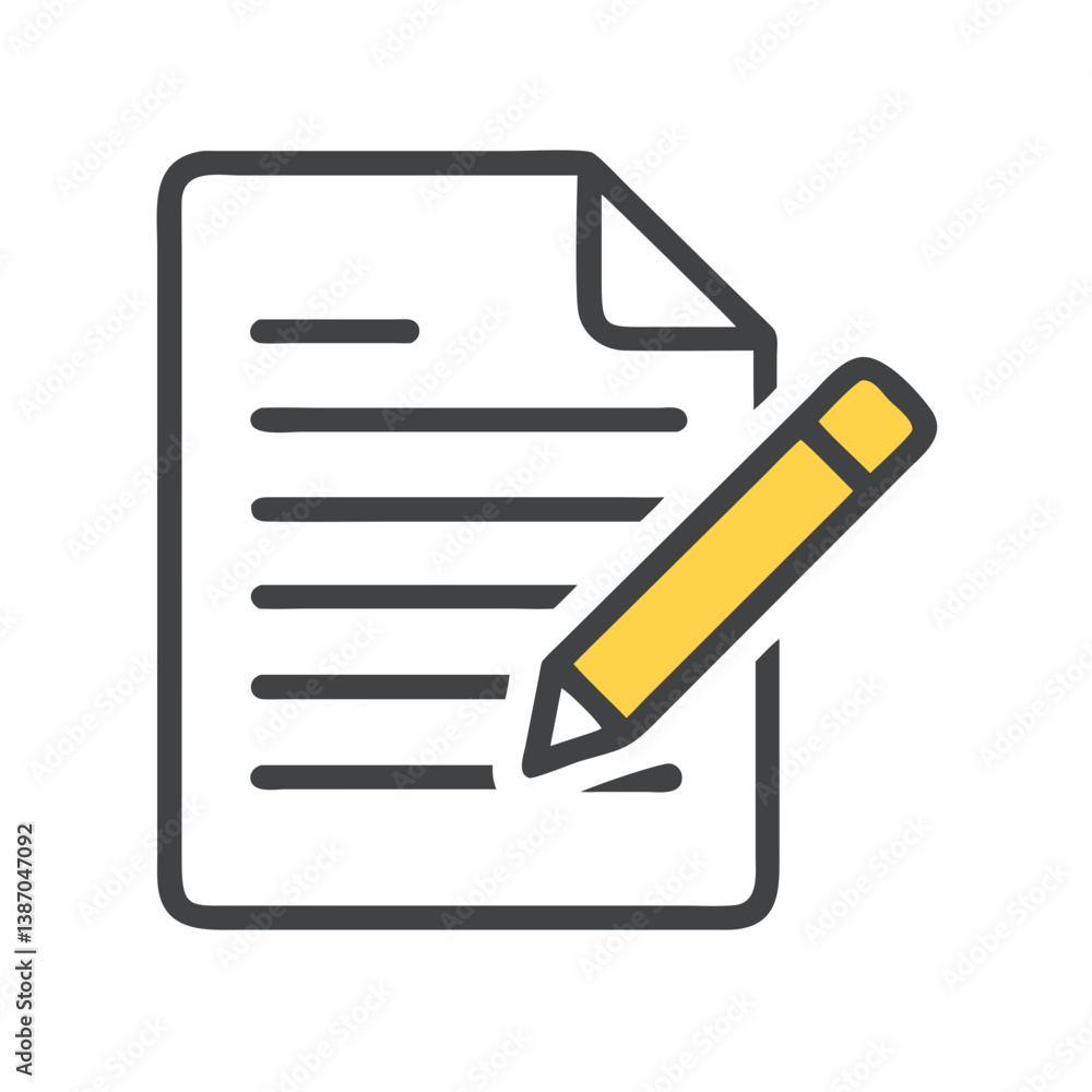 Document with Pencil Representing Edit or Form Input Icon Design Document with Pencil Representing Edit or Form Input Icon Design