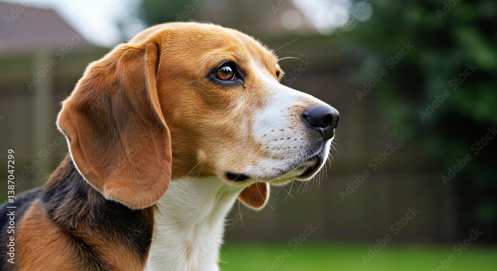 a Beagle attentively watching something out of frame, its gaze focused and intent__PerfectlyClear a Beagle attentively watching something out of frame, its gaze focused and intent__PerfectlyClear