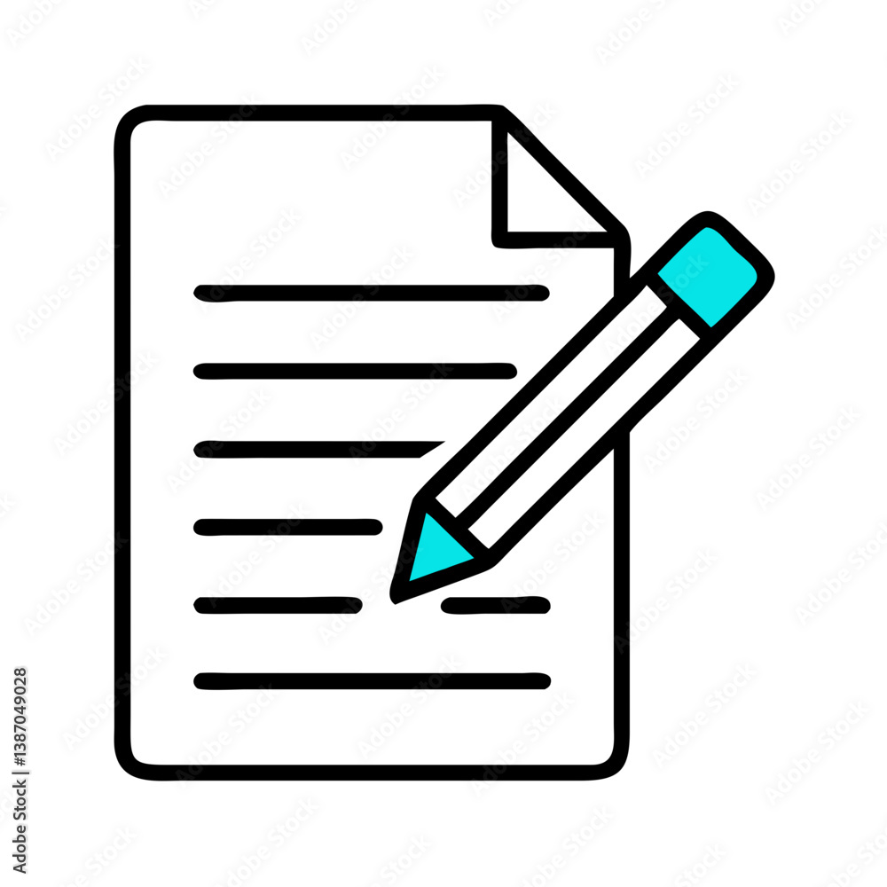 Document with Pencil Representing Form or Writing Icon Design Document with Pencil Representing Form or Writing Icon Design