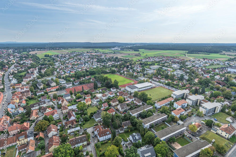 Die mittelfränkische Stadt Schwabach in der Metropolregion Nürnberg im Luftbild