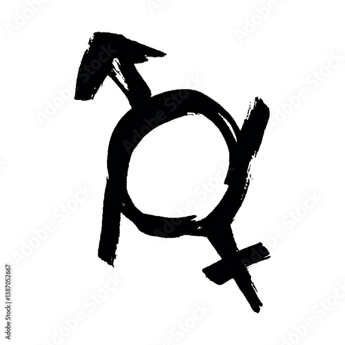 Hand drawn genderfluid (female and male) gender identity icon Symbol used to represent sex and gender