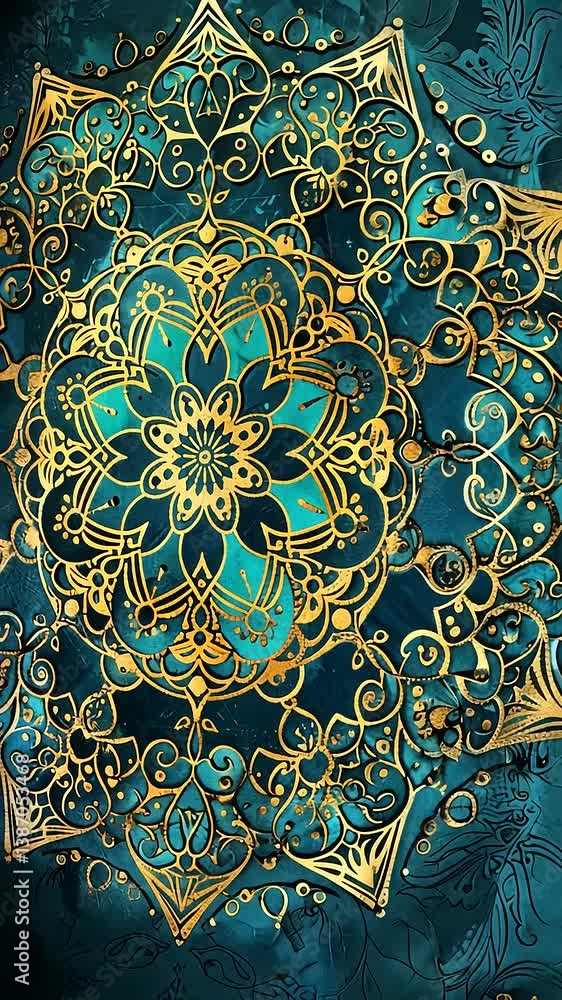 Teal and Gold Mandala: A Symphony of Intricate Design Teal and Gold Mandala: A Symphony of Intricate Design