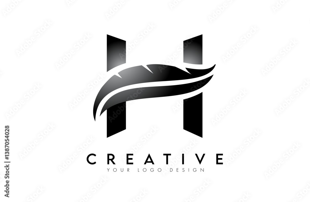 H feather Letter Logo. Creative icon of letter H alphabet concept Vector
