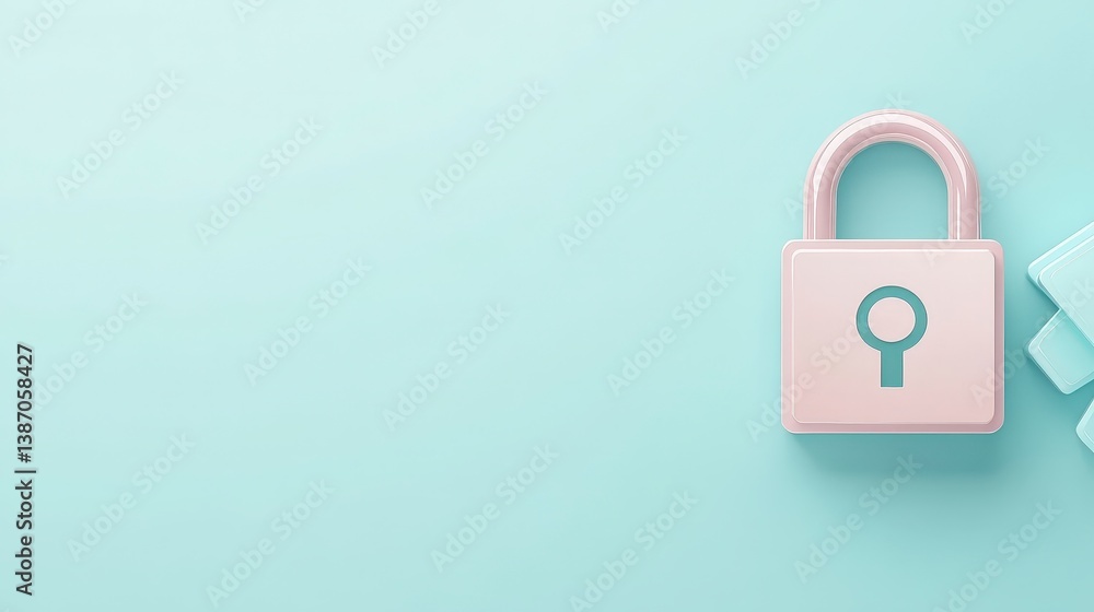 Stylish padlock on a mint green background, symbolizing security and protection. Stylish padlock on a mint green background, symbolizing security and protection.