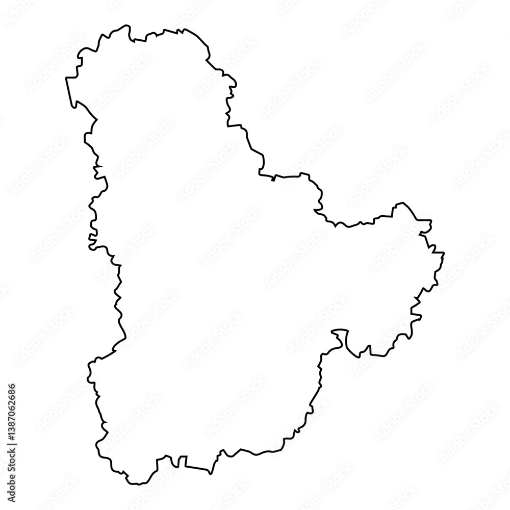 Obraz premium Kyiv Oblast Outline Map, Administrative Ukrainian Region Border