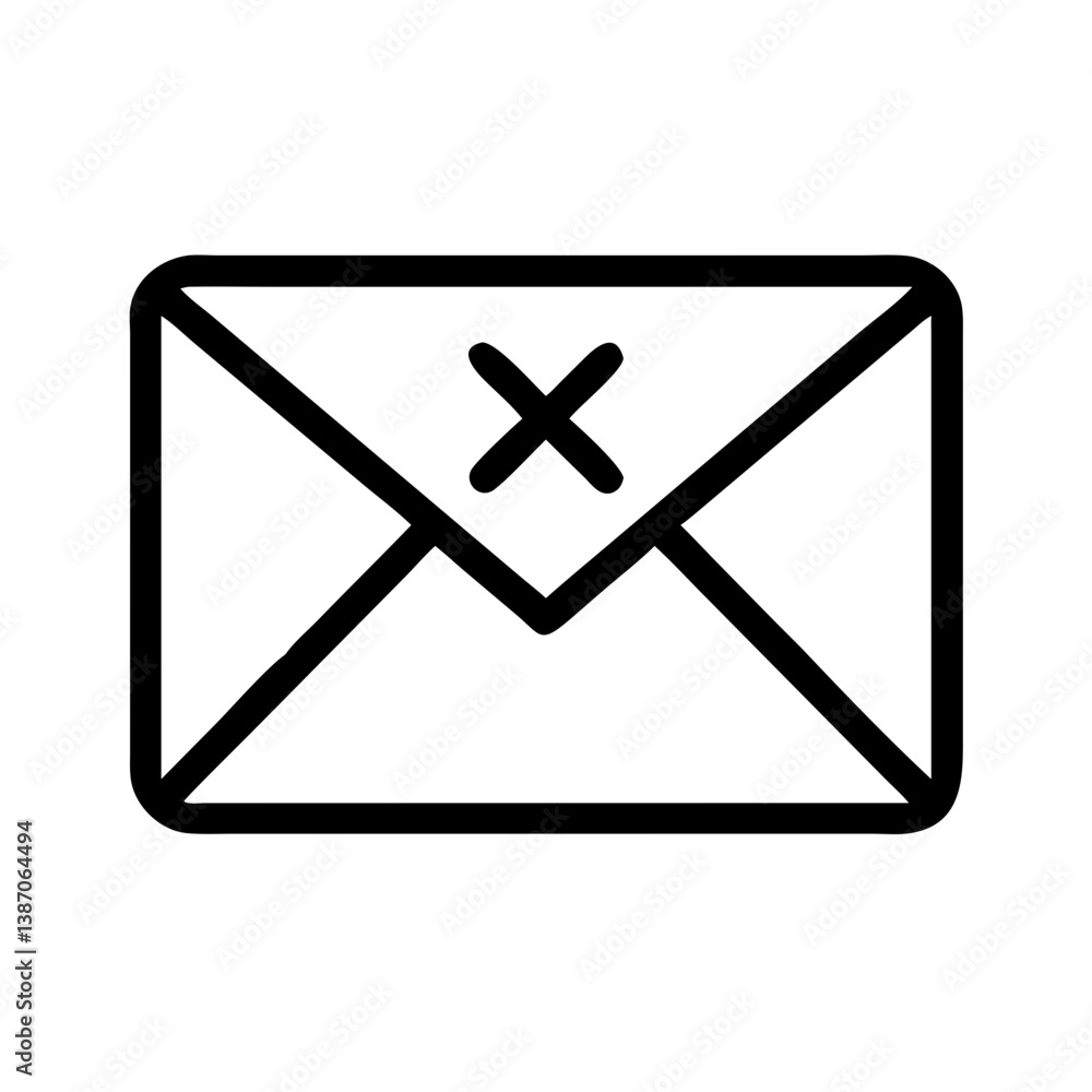 Envelope with X Representing Message Error or Unsuccessful Delivery Icon Design Envelope with X Representing Message Error or Unsuccessful Delivery Icon Design