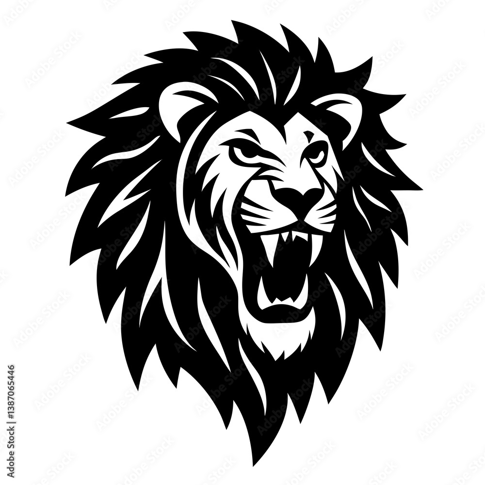 Obraz premium Lion head vector illustration Silhouettes illustration on White background