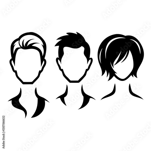 head and shoulders silhouette set