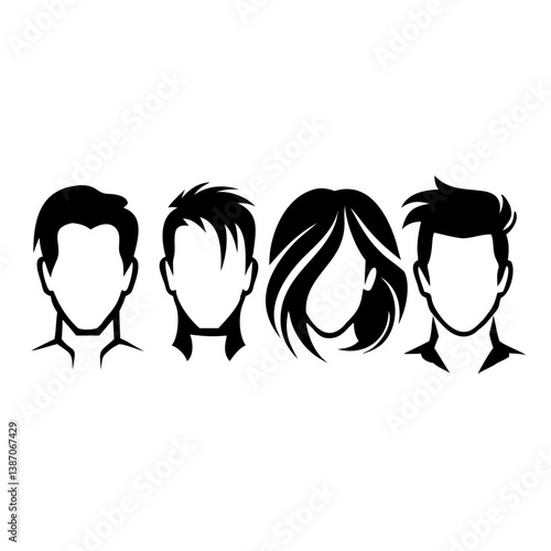 head and shoulders silhouette set