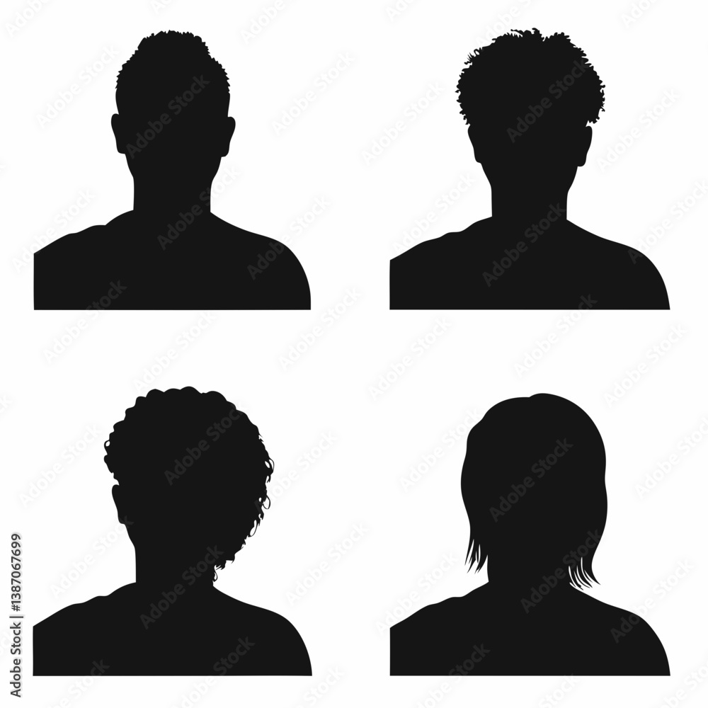 head and shoulders silhouette set head and shoulders silhouette set