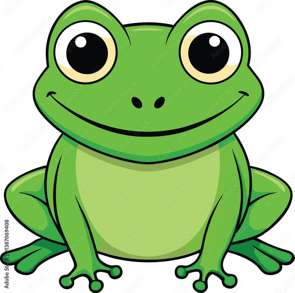 Happy Green Frog Cartoon - Vector Illustration Happy Green Frog Cartoon - Vector Illustration
