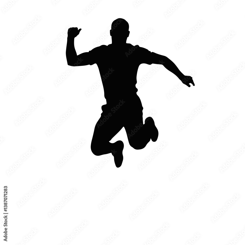 Dynamic silhouette of a man leaping in mid-air, freedom and energy Dynamic silhouette of a man leaping in mid-air, freedom and energy