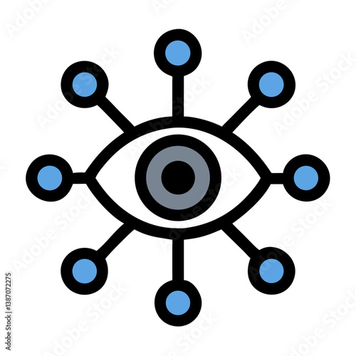 Eye with Network Nodes Icon Design

