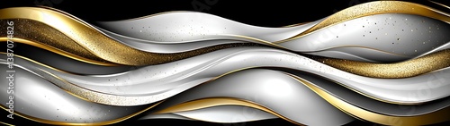 Abstract Gold and White Waves