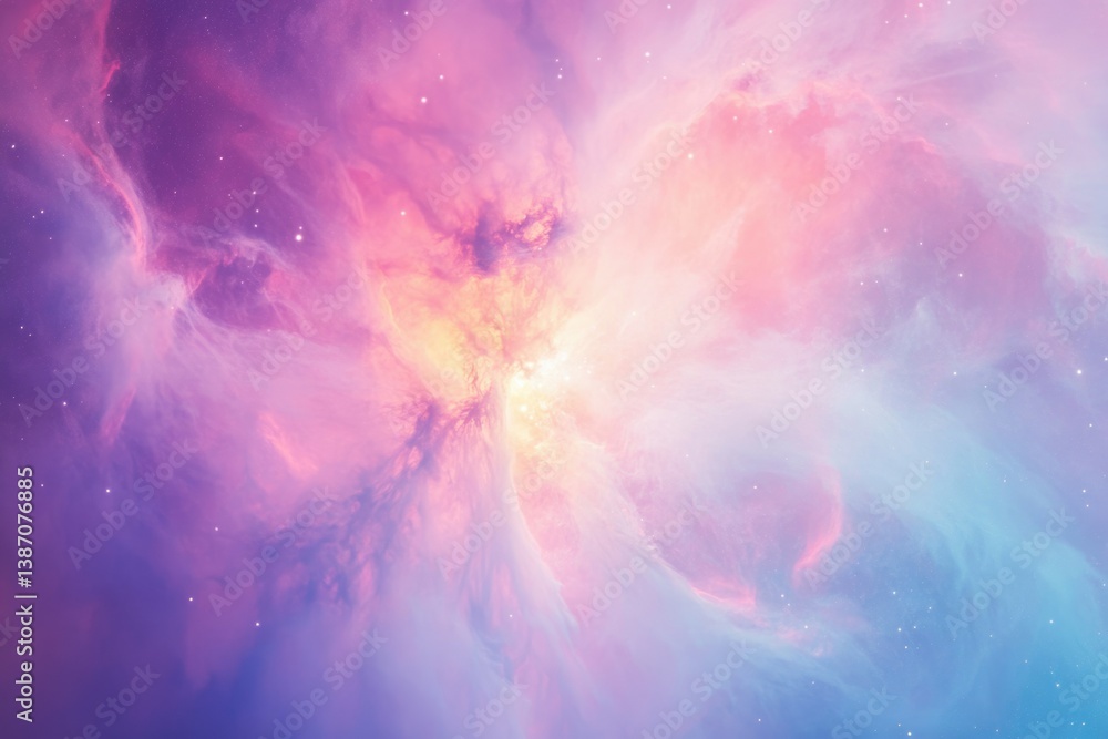 A breathtaking cosmic nebula, swirling pastel hues of pink, purple, and blue, speckled with distant stars. A breathtaking cosmic nebula, swirling pastel hues of pink, purple, and blue, speckled with distant stars.