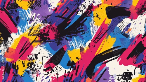 Abstract Colorful Paint Splashes on White Background for Art Design