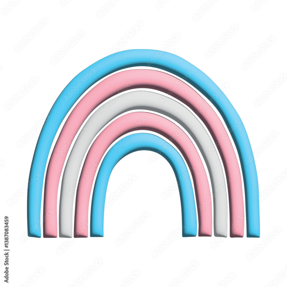 Fototapeta premium Colorful rainbow shape Transgender pride flag Happy pride day LGBTQ community Pride Month Vector 3d clipart for posters, stickers, logo, cards