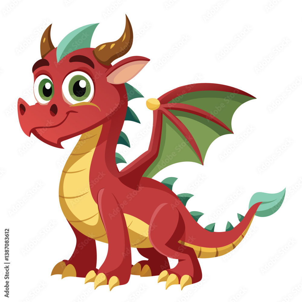 Obraz premium Cartoon dragon animation illustration no background