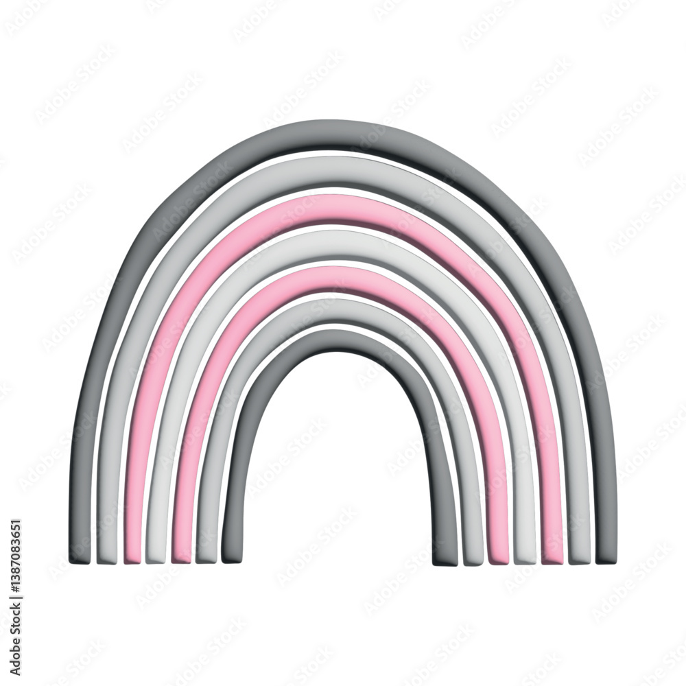 Fototapeta premium Colorful rainbow shape Demigirl pride flag Happy pride day LGBTQ community Pride Month Vector 3d clipart for posters, stickers, logo, cards