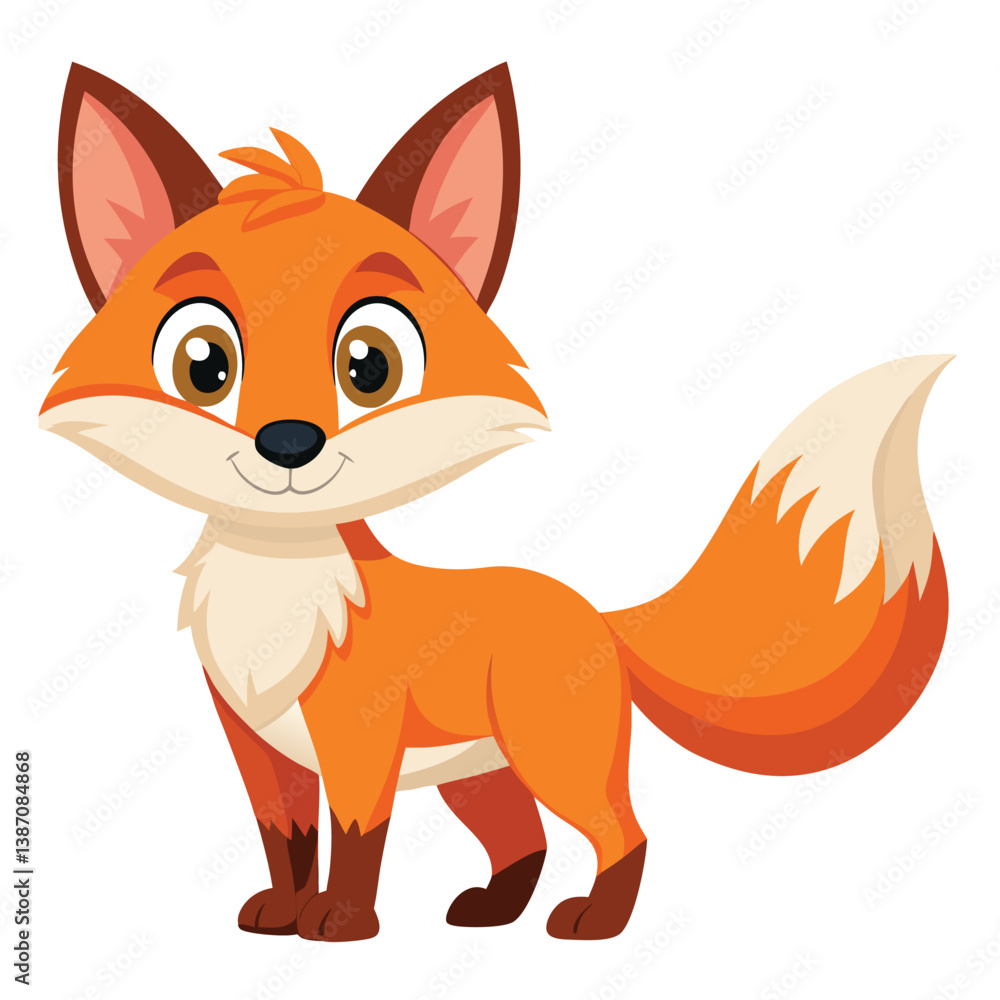 Obraz premium Cartoon fox animation with white background