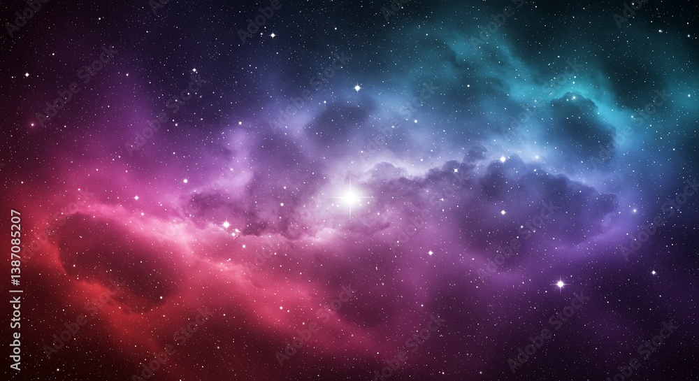 Obraz premium Cosmic Nebula: A Digital Dreamscape AI Generated