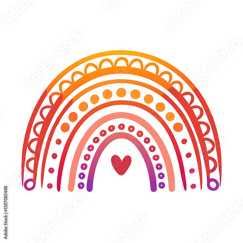 Wallpaper Mural Colorful Heart Boho Rainbow Dotted line Torontodigital.ca