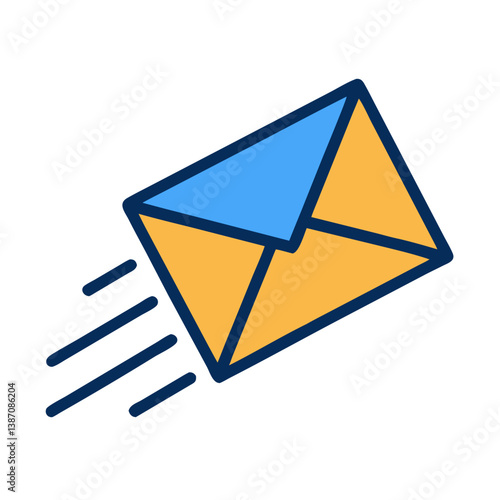 Flying Envelope Representing Sent Mail or Message Icon Design