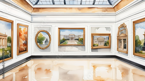 Watercolor Painting Exhibition Featuring Framed Art in Gallery Space