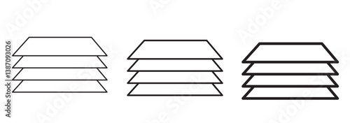 Layer stack illustration. Two, three four and five layers. Layer tier diagram icon . 