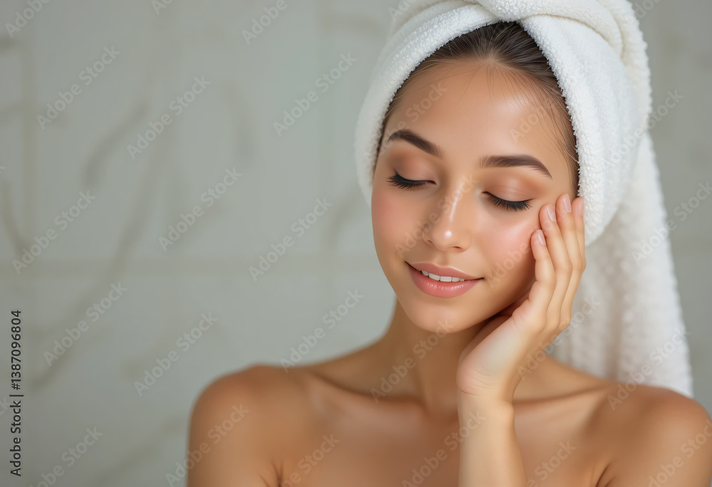 women with towel on head women with towel on head