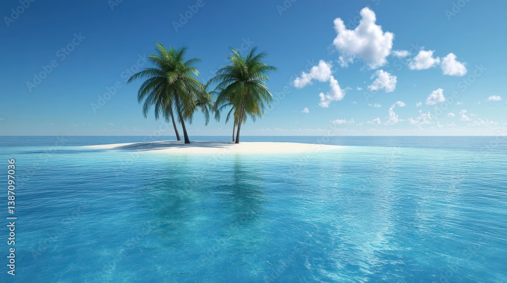 Secluded tropical island oasis with palm trees and azure water Secluded tropical island oasis with palm trees and azure water