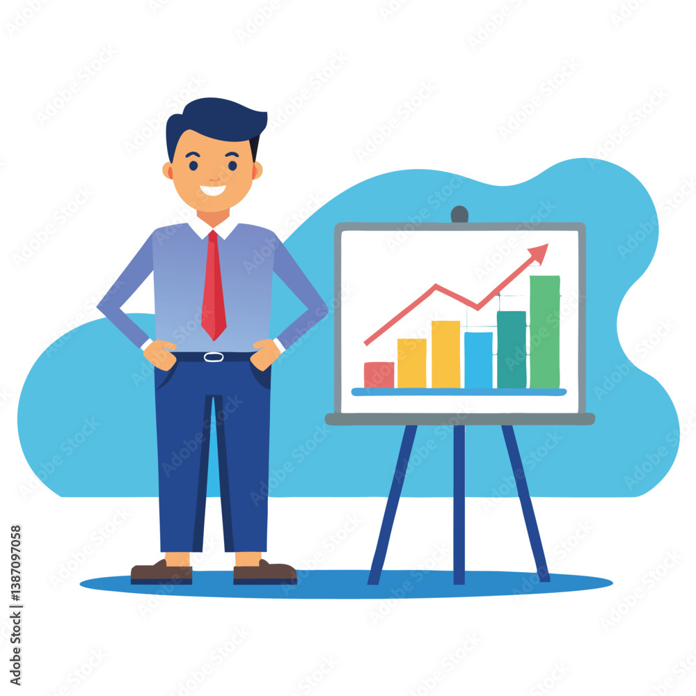 Businessman Presenting a Growth Chart Businessman Presenting a Growth Chart