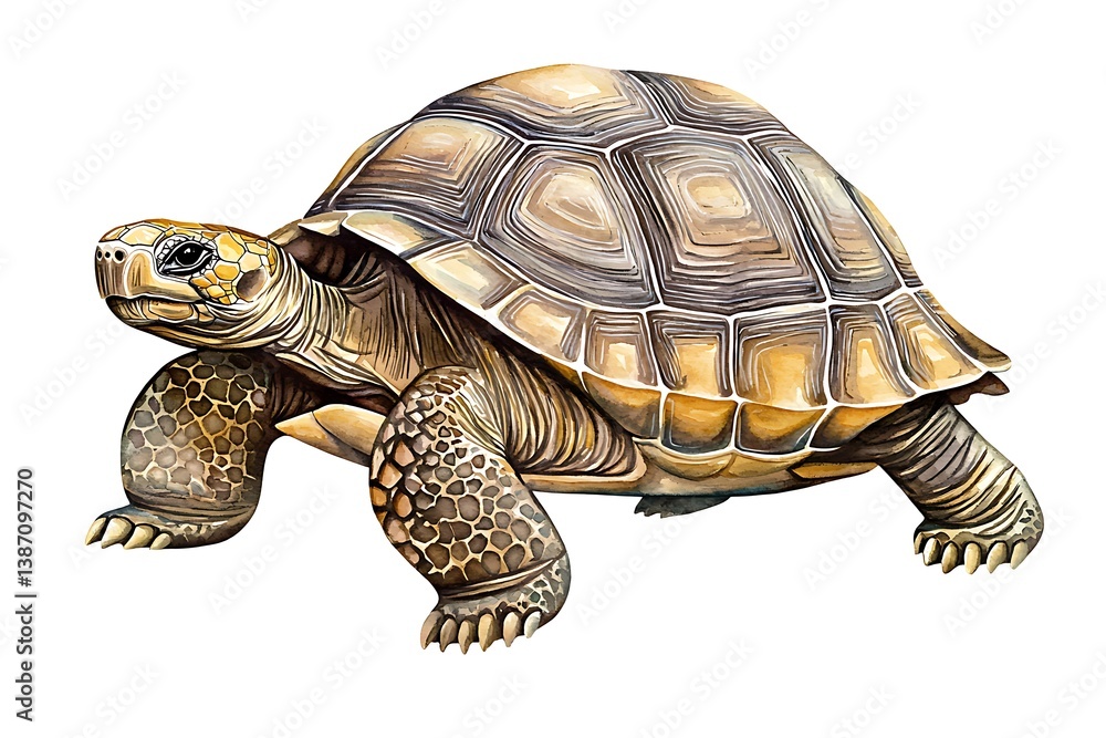Obraz premium Realistic Illustration of a Tortoise Walking on a White Background