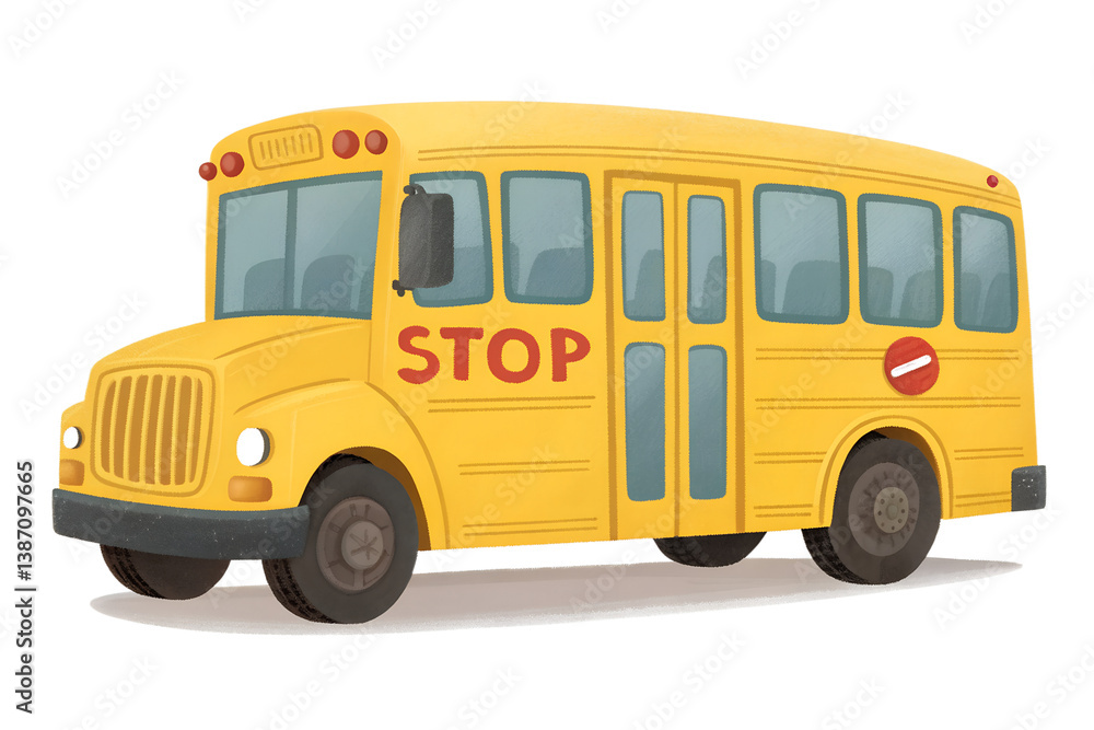 A bright yellow cartoon school bus in side view, isolated on transparent background. Perfect for children’s learning materials or themed graphics. A bright yellow cartoon school bus in side view, isolated on transparent background. Perfect for children’s learning materials or themed graphics.