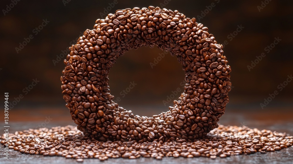 Obraz premium Coffee Bean Circle on Dark Surface