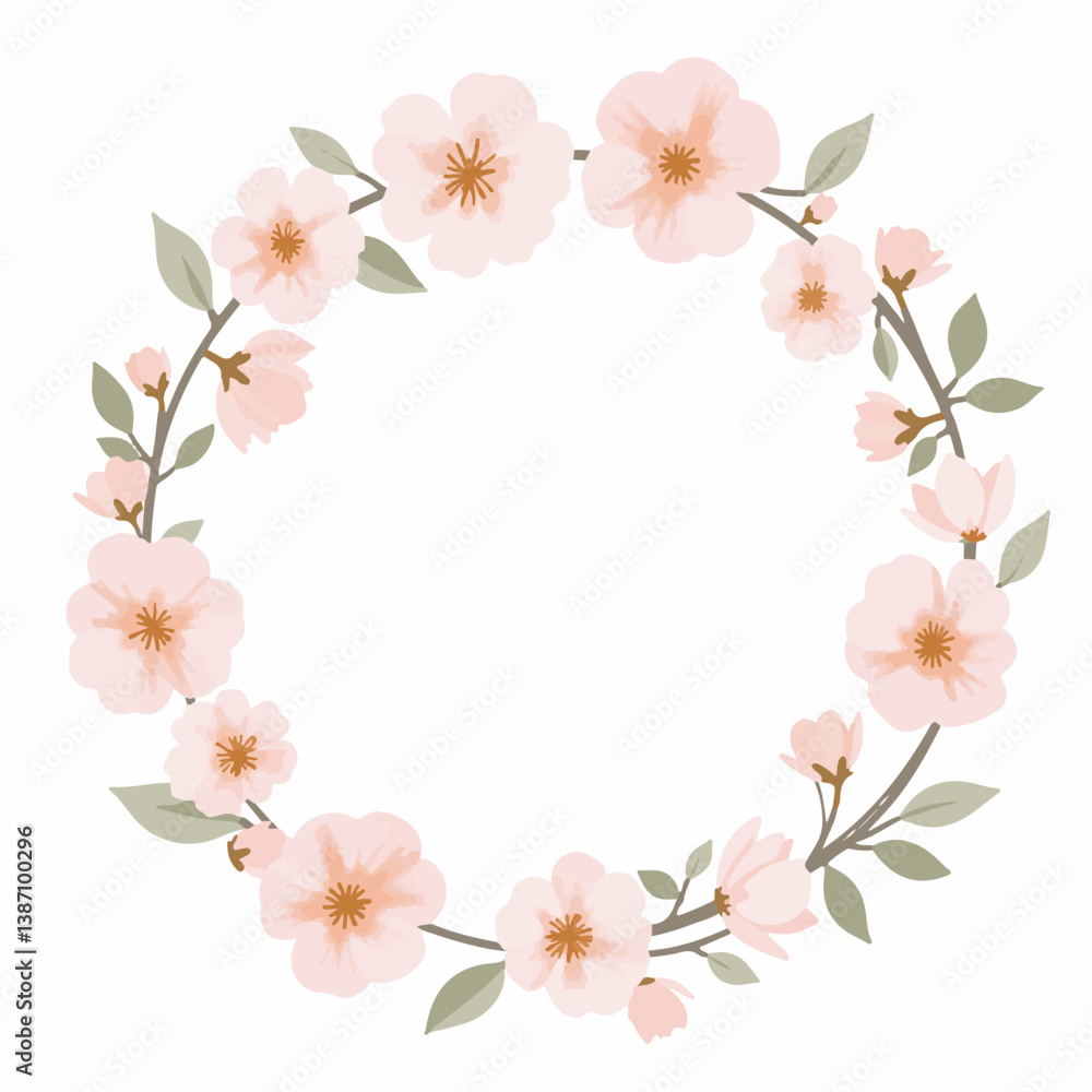 Floral wreath design with soft pink flowers Floral wreath design with soft pink flowers