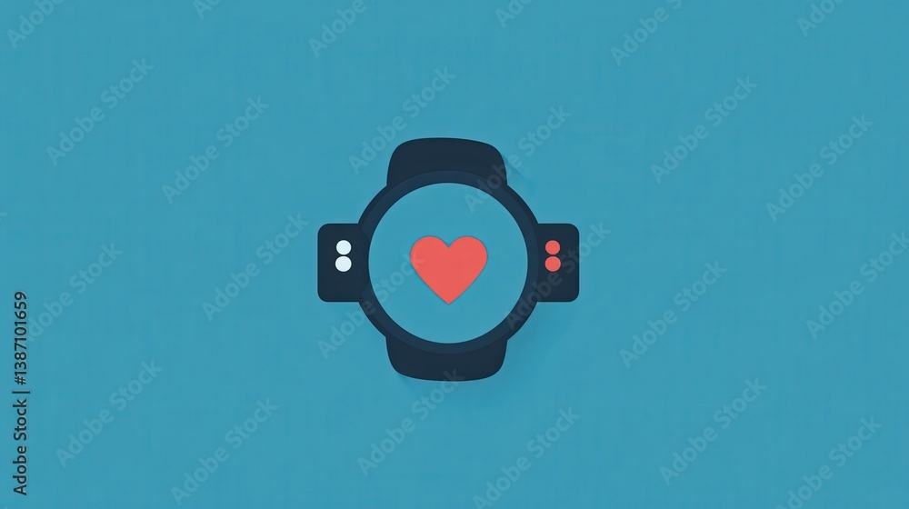 Fototapeta premium Smartwatch with Heart Rate Monitor on Bright Blue Background