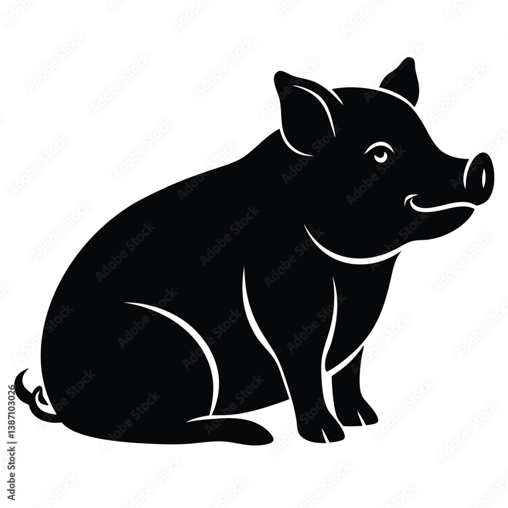 Obraz premium Pig vector silhouette Single collection 