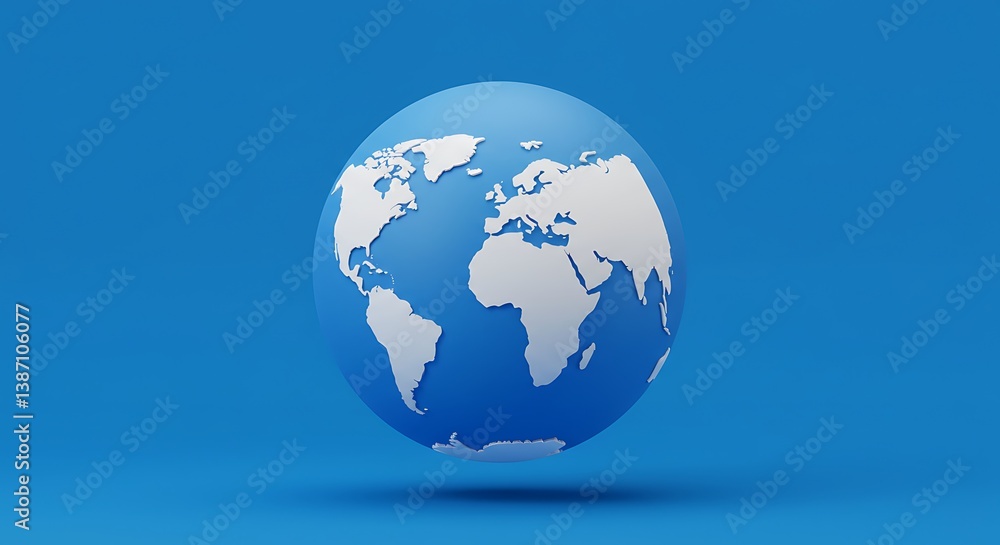 Stylized 3D Render of a Global Earth on Blue Background AI Generated Stylized 3D Render of a Global Earth on Blue Background AI Generated
