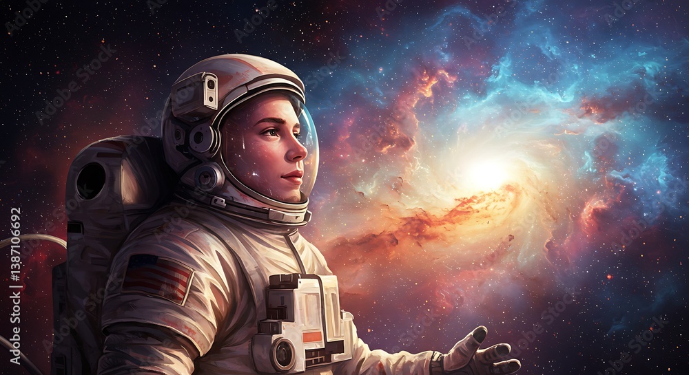 Fototapeta premium Cosmic Wonder: A Digital Portrait AI Generated