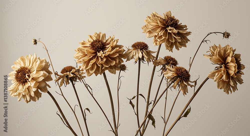 Obraz premium Dried Blooms: A Study in Light and Shadow AI Generated