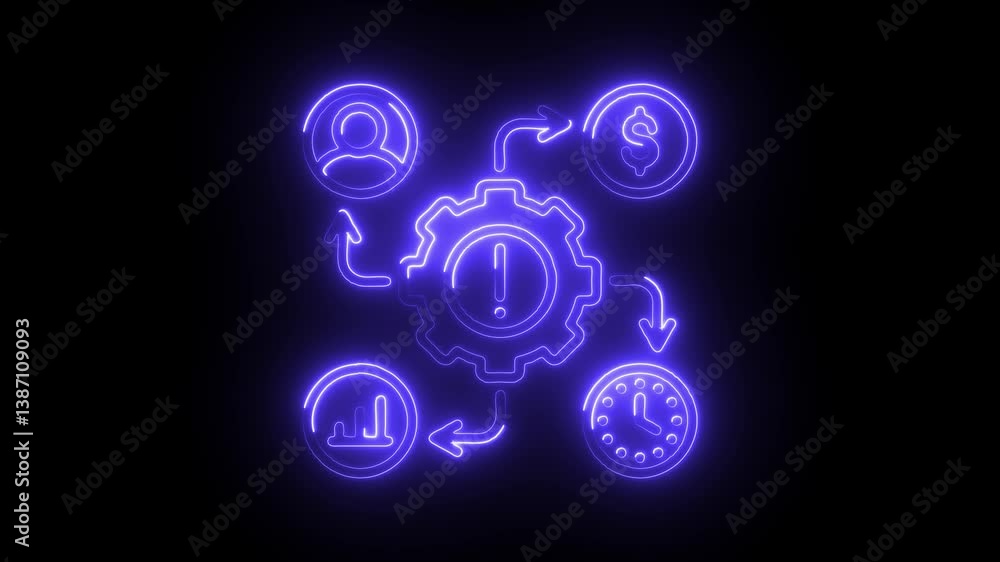 Glowing neon impact icon isolated on black background. HD Video motion graphic animation Glowing neon impact icon isolated on black background. HD Video motion graphic animation