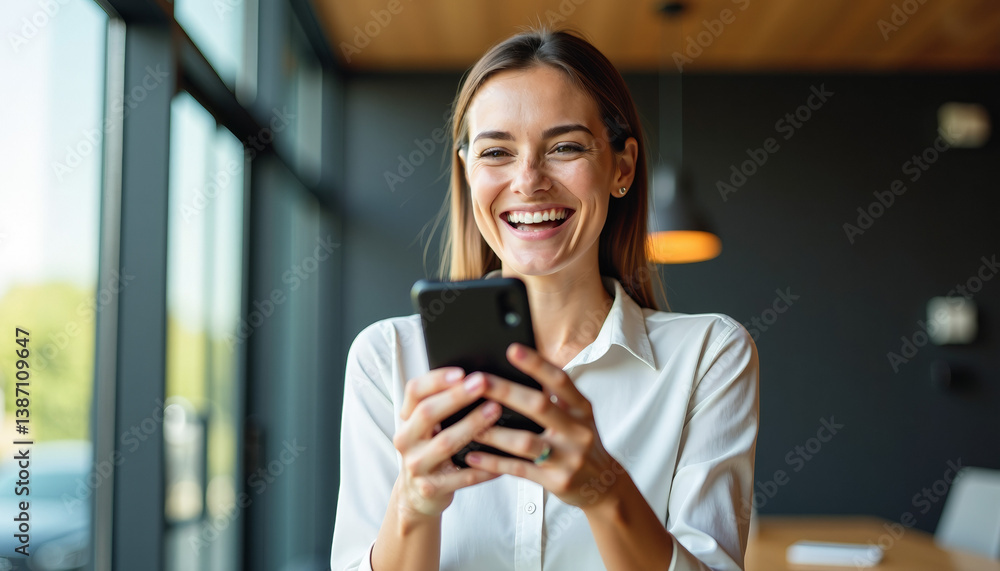 Joyful Woman Using Smartphone Joyful Woman Using Smartphone