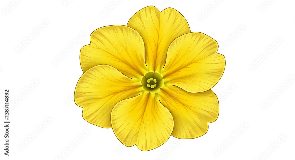 Vibrant Yellow Primrose Flower: Close-up Digital Illustration AI Generated Vibrant Yellow Primrose Flower: Close-up Digital Illustration AI Generated