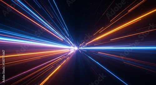 Neon Velocity: A 3D Light Tunnel AI Generated