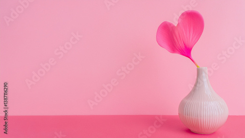 ピンク色のハートの花のアート、おしゃれなコピースペース