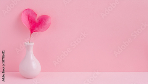 ピンク色のハートの花のアート、おしゃれなコピースペース