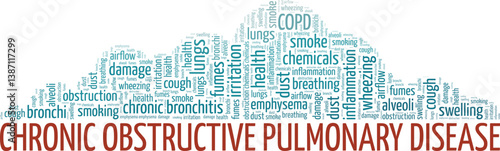 COPD Chronic Obstructive Pulmonary Disease word cloud conceptual design isolated on white background.