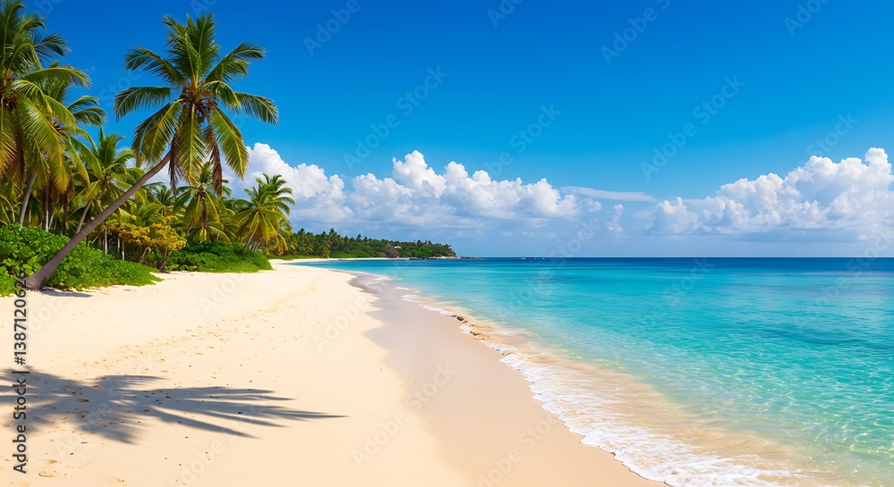 Obraz premium Tropical Bliss: Sun-Kissed Sands & Azure Waters AI Generated